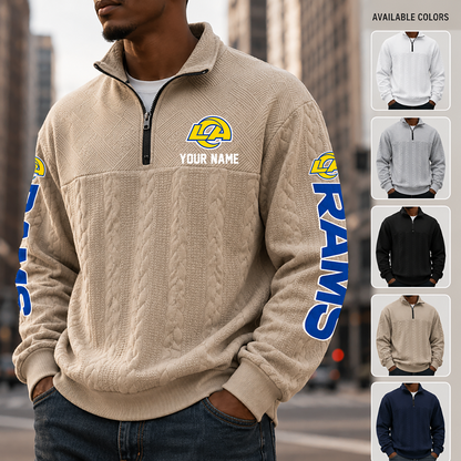 [SPECIAL OFFER] NEW CUSTOMIZED NFL22 LAR LOS ANGELES RAMS MULTICOLOR QUARTER-ZIP SWEATSHIRT