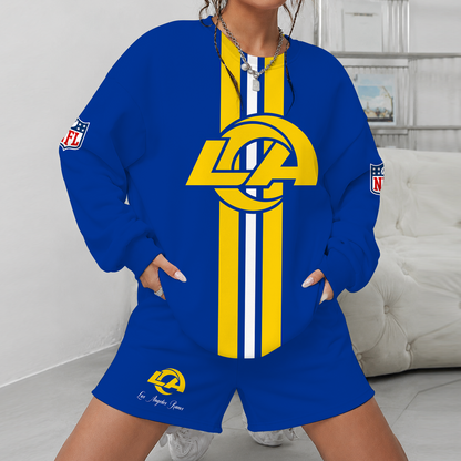 [SPECIAL OFFER] NEW CUSTOMIZED NFL22 LAR LOS ANGELES RAMS UNISEX SWEATSHIRT & SHORTS SET