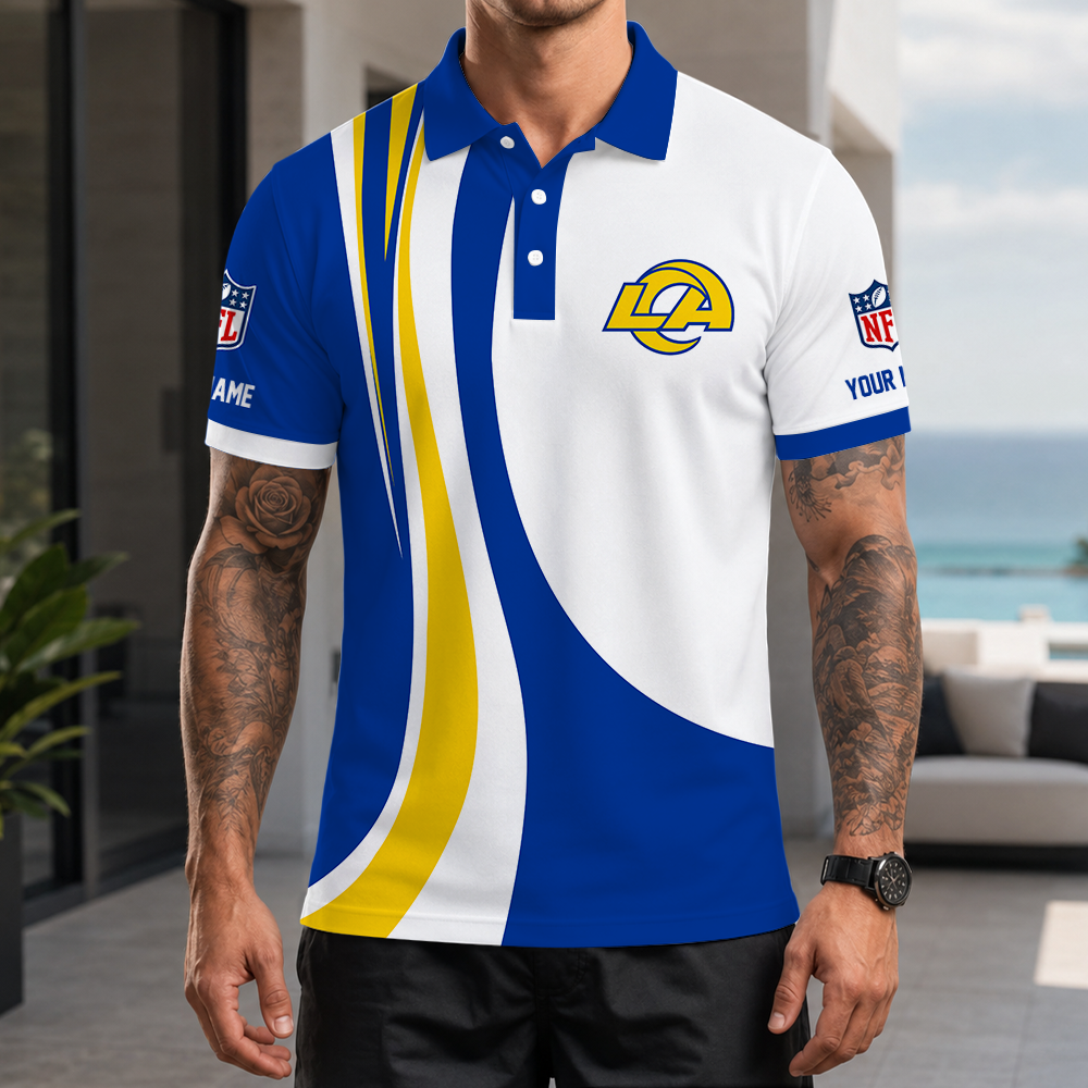[SPECIAL OFFER] NEW CUSTOMIZED NFL22 LAR LOS ANGELES RAMS POLO SHIRT