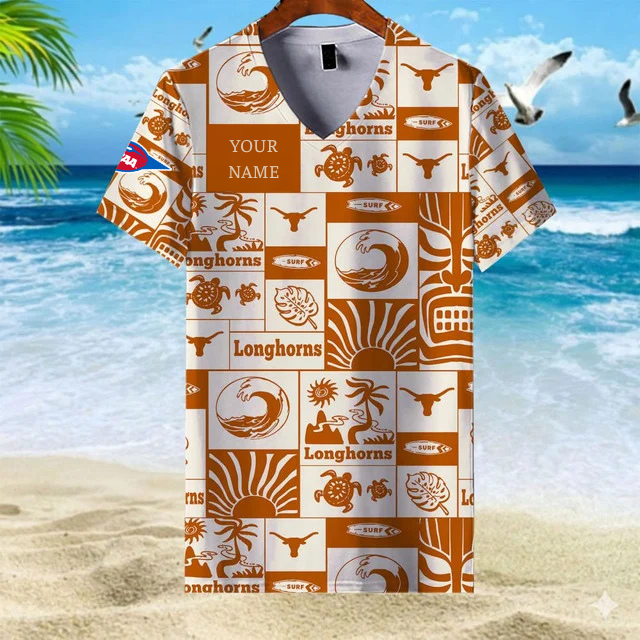 LIMITED EDITION - NEW CUSTOMIZED FBS NCAA22 TXL TX LONGHORNS V-NECK FEMALE SHIRT