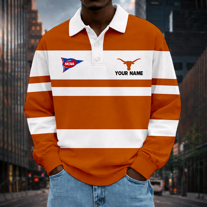 MEGA SALE - NEW CUSTOMIZED FBS NCAA22 TXL TX LONGHORNS UNISEX LONG SLEEVE POLO