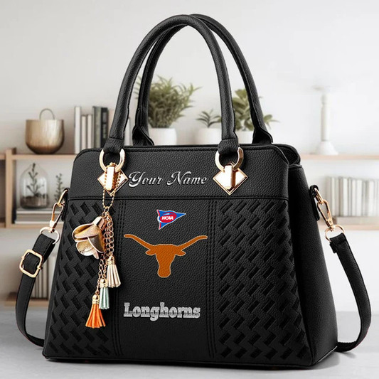LIMITED EDITION - NEW CUSTOMIZED FBS NCAA22 TXL TX LONGHORNS ZIP HANDBAG MULTICOLOR