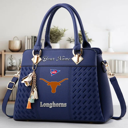 LIMITED EDITION - NEW CUSTOMIZED FBS NCAA22 TXL TX LONGHORNS ZIP HANDBAG MULTICOLOR