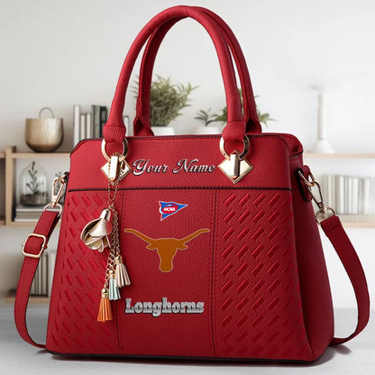 LIMITED EDITION - NEW CUSTOMIZED FBS NCAA22 TXL TX LONGHORNS ZIP HANDBAG MULTICOLOR