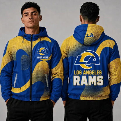 [SPECIAL OFFER] NEW CUSTOMIZED NFL22 LAR LOS ANGELES RAMS WINDBREAKER JACKET