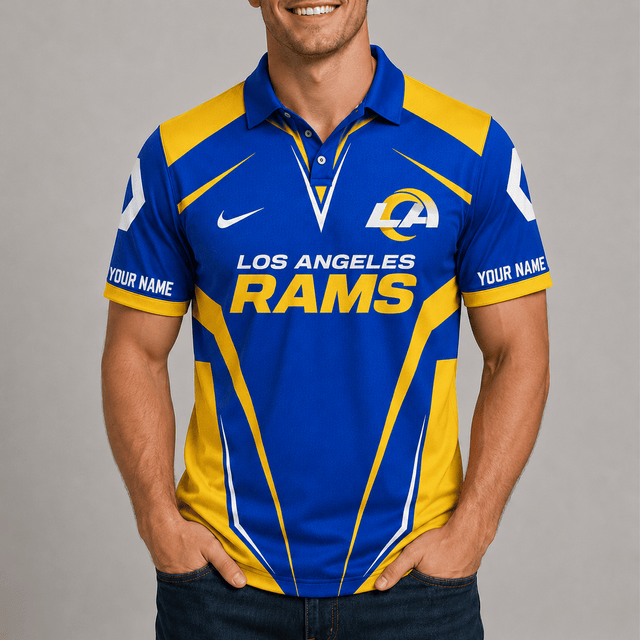 [SPECIAL OFFER] NEW CUSTOMIZED NFL22 LAR LOS ANGELES RAMS POLO SHIRT