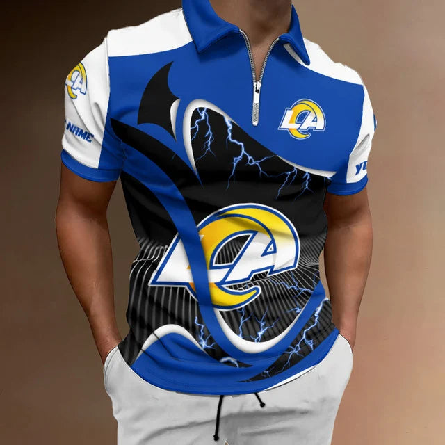 [SPECIAL OFFER] NEW CUSTOMIZED NFL22 LAR LOS ANGELES RAMS ZIP POLO SHIRT