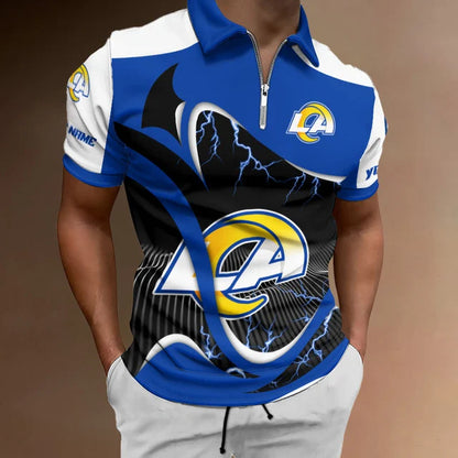[SPECIAL OFFER] NEW CUSTOMIZED NFL22 LAR LOS ANGELES RAMS ZIP POLO SHIRT