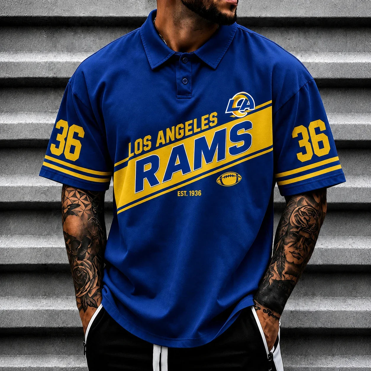 [SPECIAL OFFER] NEW CUSTOMIZED NFL22 LAR LOS ANGELES RAMS POLO SHIRT