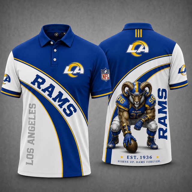 [SPECIAL OFFER] NEW CUSTOMIZED NFL22 LAR LOS ANGELES RAMS POLO SHIRT
