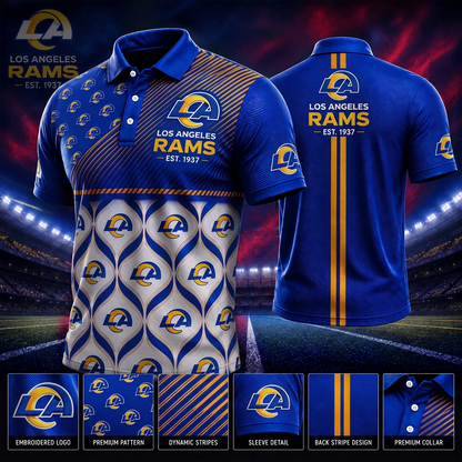 [SPECIAL OFFER] NEW CUSTOMIZED NFL22 LAR LOS ANGELES RAMS POLO SHIRT