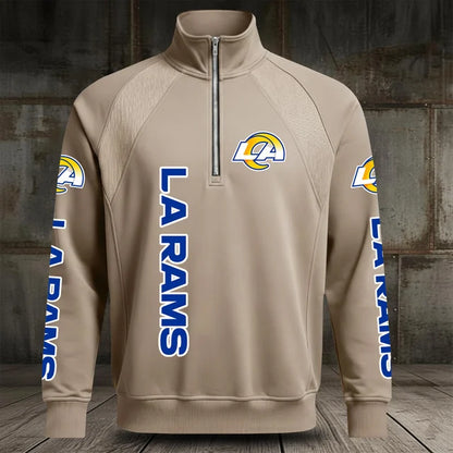 [SPECIAL OFFER] NEW CUSTOMIZED NFL22 LAR LOS ANGELES RAMS MEN'S MULTICOLOR QUARTER-ZIP PULLOVER