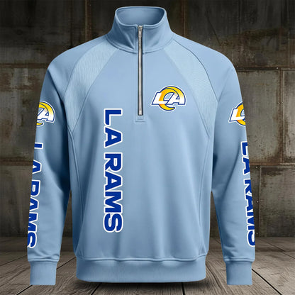 [SPECIAL OFFER] NEW CUSTOMIZED NFL22 LAR LOS ANGELES RAMS MEN'S MULTICOLOR QUARTER-ZIP PULLOVER