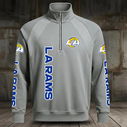 [SPECIAL OFFER] NEW CUSTOMIZED NFL22 LAR LOS ANGELES RAMS MEN'S MULTICOLOR QUARTER-ZIP PULLOVER