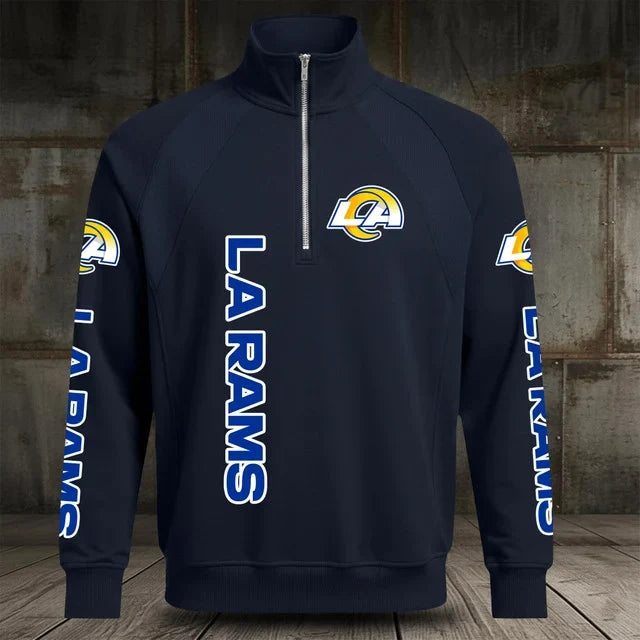 [SPECIAL OFFER] NEW CUSTOMIZED NFL22 LAR LOS ANGELES RAMS MEN'S MULTICOLOR QUARTER-ZIP PULLOVER