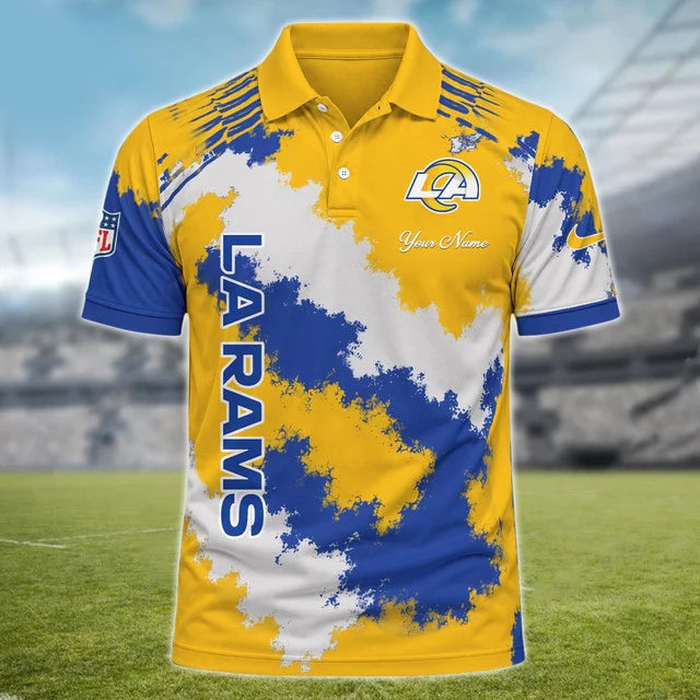 [SPECIAL OFFER] NEW CUSTOMIZED NFL22 LAR LOS ANGELES RAMS MULTICOLOR POLO SHIRT