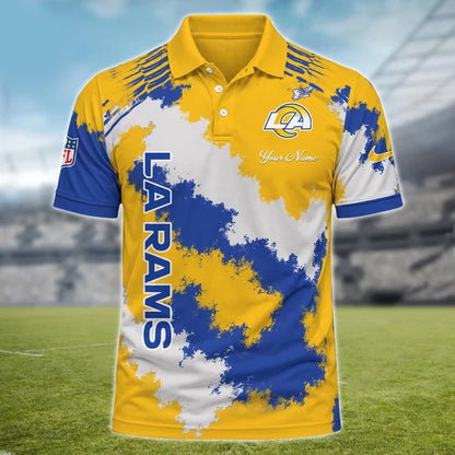 [SPECIAL OFFER] NEW CUSTOMIZED NFL22 LAR LOS ANGELES RAMS MULTICOLOR POLO SHIRT