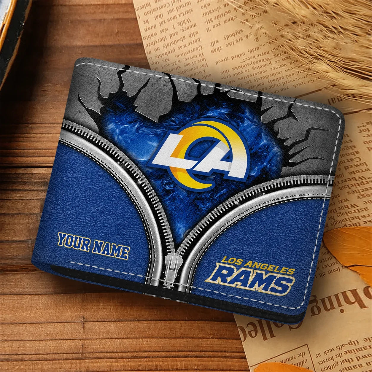 [SPECIAL OFFER] NEW CUSTOMIZED NFL22 LAR LOS ANGELES RAMS LEATHER WALLET