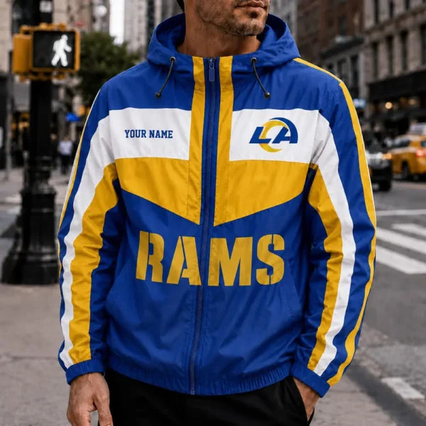 [SPECIAL OFFER] NEW CUSTOMIZED NFL22 LAR LOS ANGELES RAMS WINDBREAKER JACKET