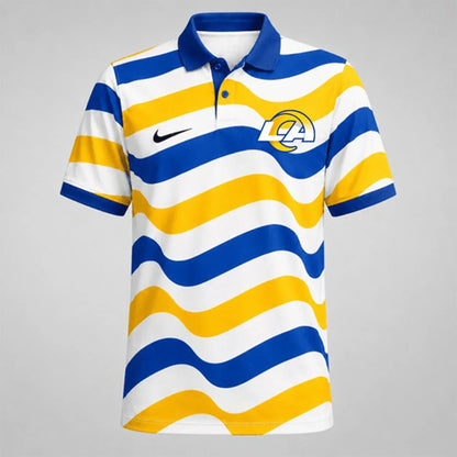 [SPECIAL OFFER] NEW CUSTOMIZED NFL22 LAR LOS ANGELES RAMS STRIPED POLO SHIRT