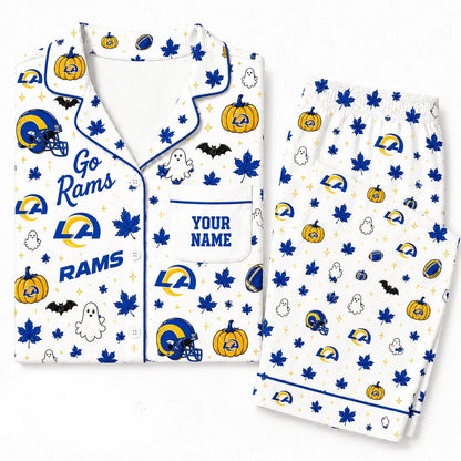 [SPECIAL OFFER] NEW CUSTOMIZED NFL22 LAR LOS ANGELES RAMS HALLOWEEN LONG PAJAMAS SET