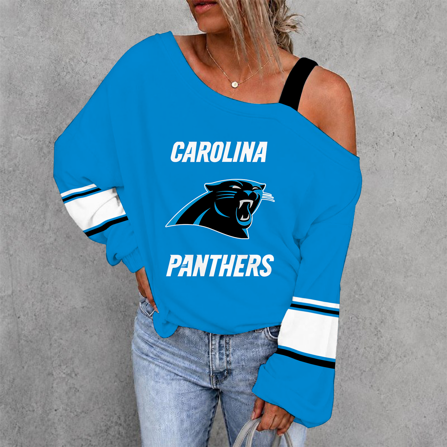 [SPECIAL OFFER] NEW CUSTOMIZED NFL23 CLP CAROLINA PANTHERS DROP SHOULDER SWEATSHIRT