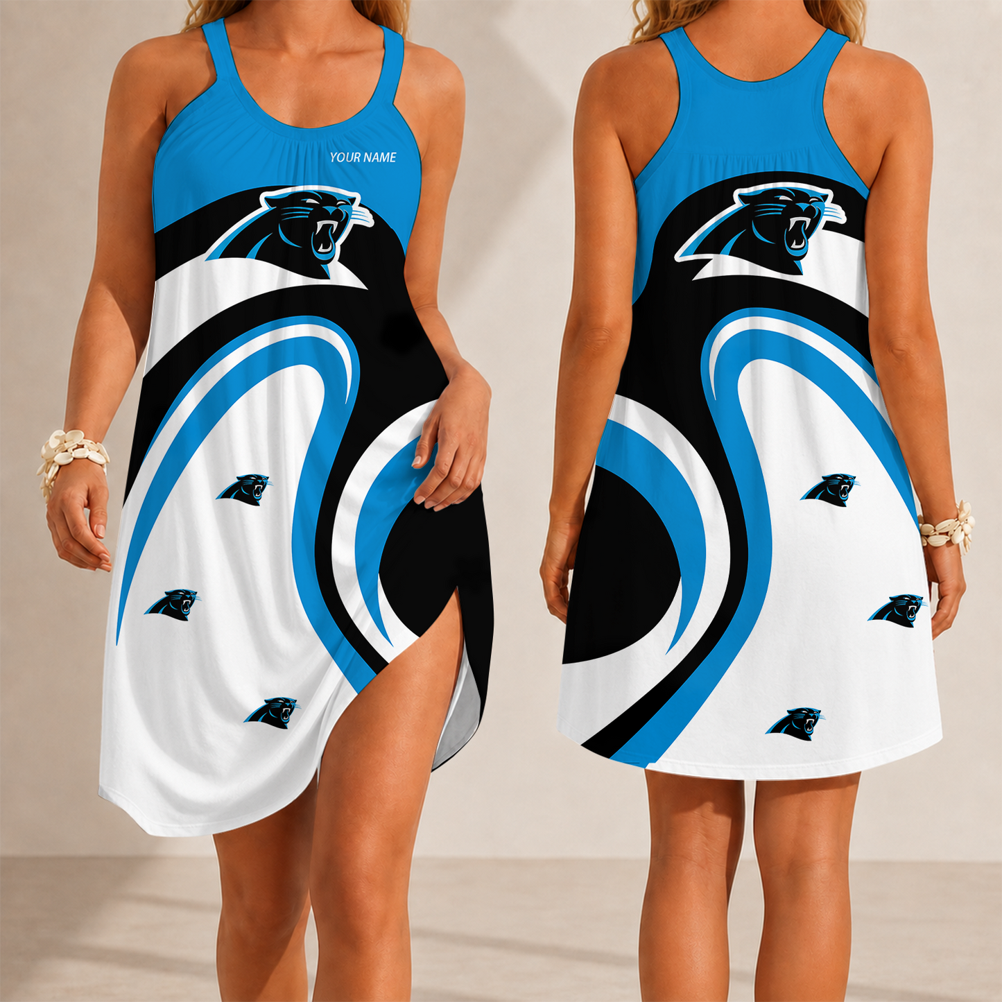 [SPECIAL OFFER] NEW CUSTOMIZED NFL23 CLP CAROLINA PANTHERS CAMISOLE DRESS