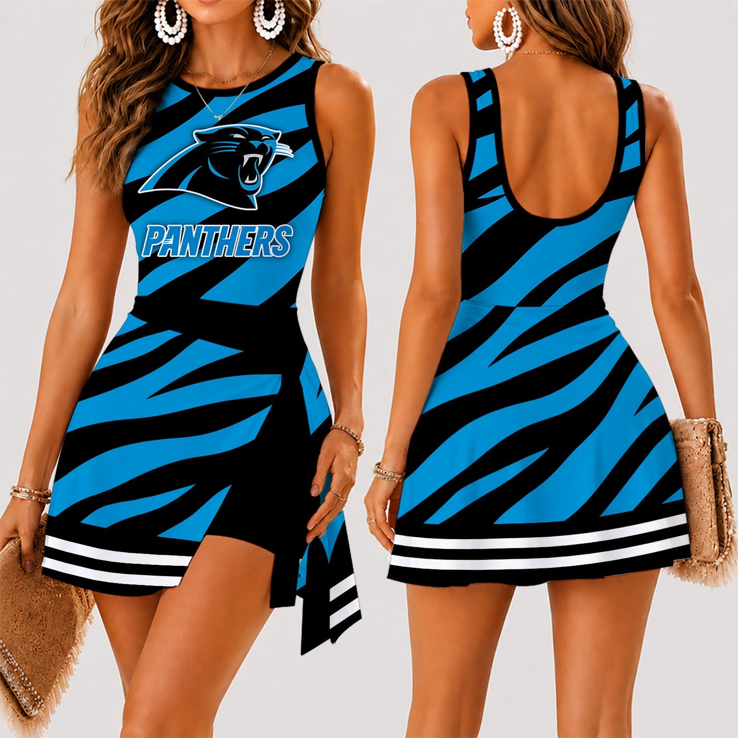 [SPECIAL OFFER] NEW CUSTOMIZED NFL23 CLP CAROLINA PANTHERS WOMEN'S SUMMER SKORT DRESS
