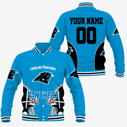 [SPECIAL OFFER] NEW CUSTOMIZED NFL23 CLP CAROLINA PANTHERS SATIN VARSITY & BASEBALL JACKET