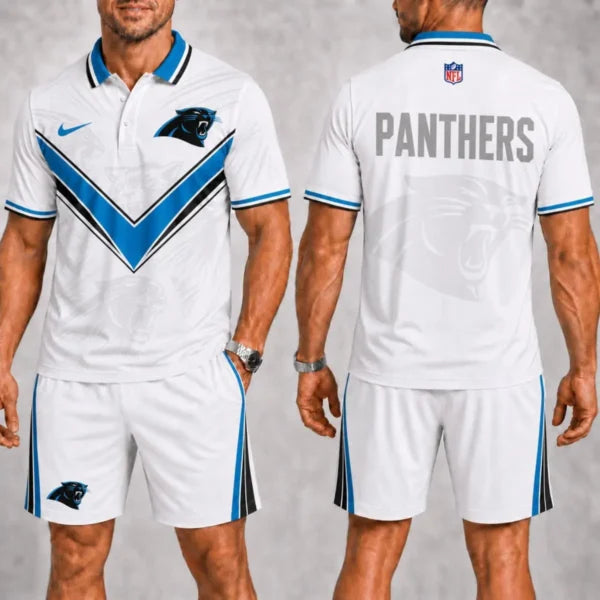 [SPECIAL OFFER] NEW CUSTOMIZED NFL23 CLP CAROLINA PANTHERS POLO SHIRT & SHORT PANTS