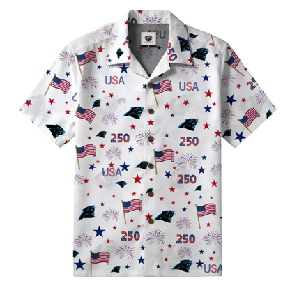 [SPECIAL OFFER] NEW CUSTOMIZED NFL23 CLP CAROLINA PANTHERS PATRIOTIC 250 USA HAWAIIAN SHIRT