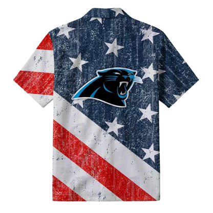 [SPECIAL OFFER] NEW CUSTOMIZED NFL23 CLP CAROLINA PANTHERS PATRIOTIC 250 USA HAWAIIAN SHIRT