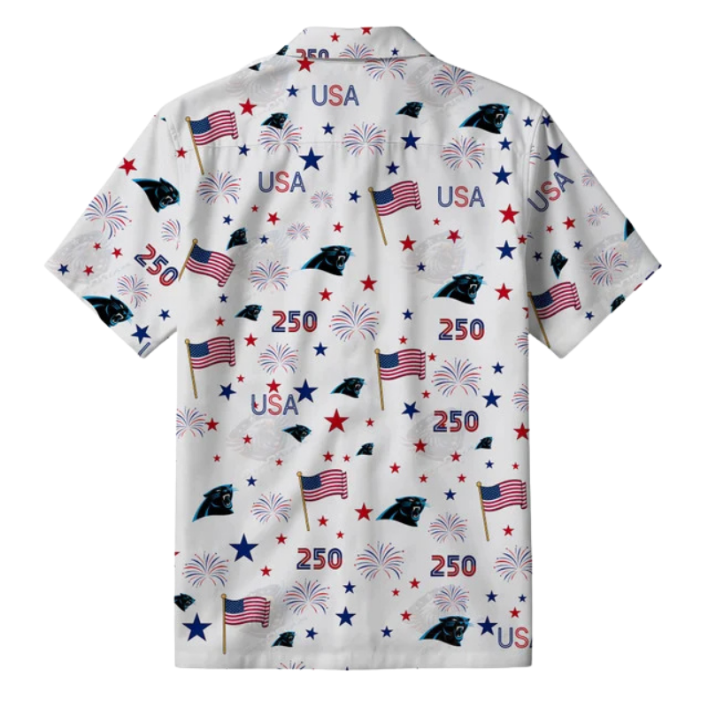 [SPECIAL OFFER] NEW CUSTOMIZED NFL23 CLP CAROLINA PANTHERS PATRIOTIC 250 USA HAWAIIAN SHIRT