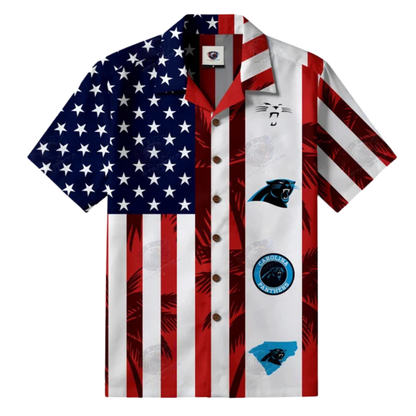[SPECIAL OFFER] NEW CUSTOMIZED NFL23 CLP CAROLINA PANTHERS PATRIOTIC 250 USA HAWAIIAN SHIRT