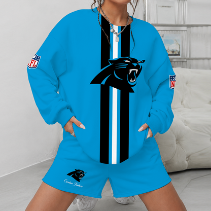 [SPECIAL OFFER] NEW CUSTOMIZED NFL23 CLP CAROLINA PANTHERS UNISEX SWEATSHIRT & SHORTS SET