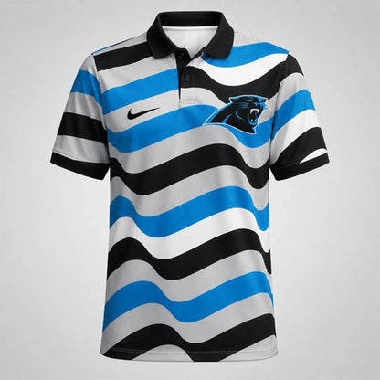 [SPECIAL OFFER] NEW CUSTOMIZED NFL23 CLP CAROLINA PANTHERS STRIPED POLO SHIRT