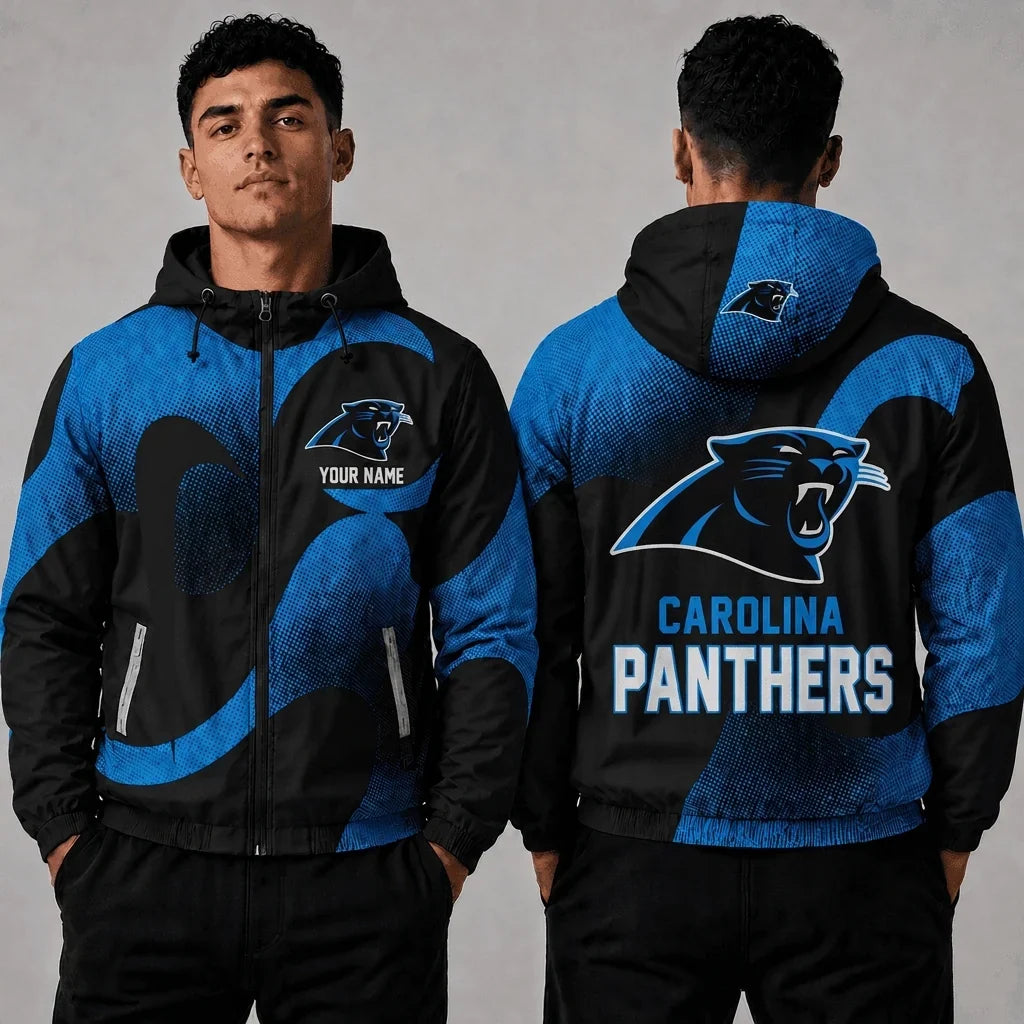 [SPECIAL OFFER] NEW CUSTOMIZED NFL23 CLP CAROLINA PANTHERS WINDBREAKER JACKET