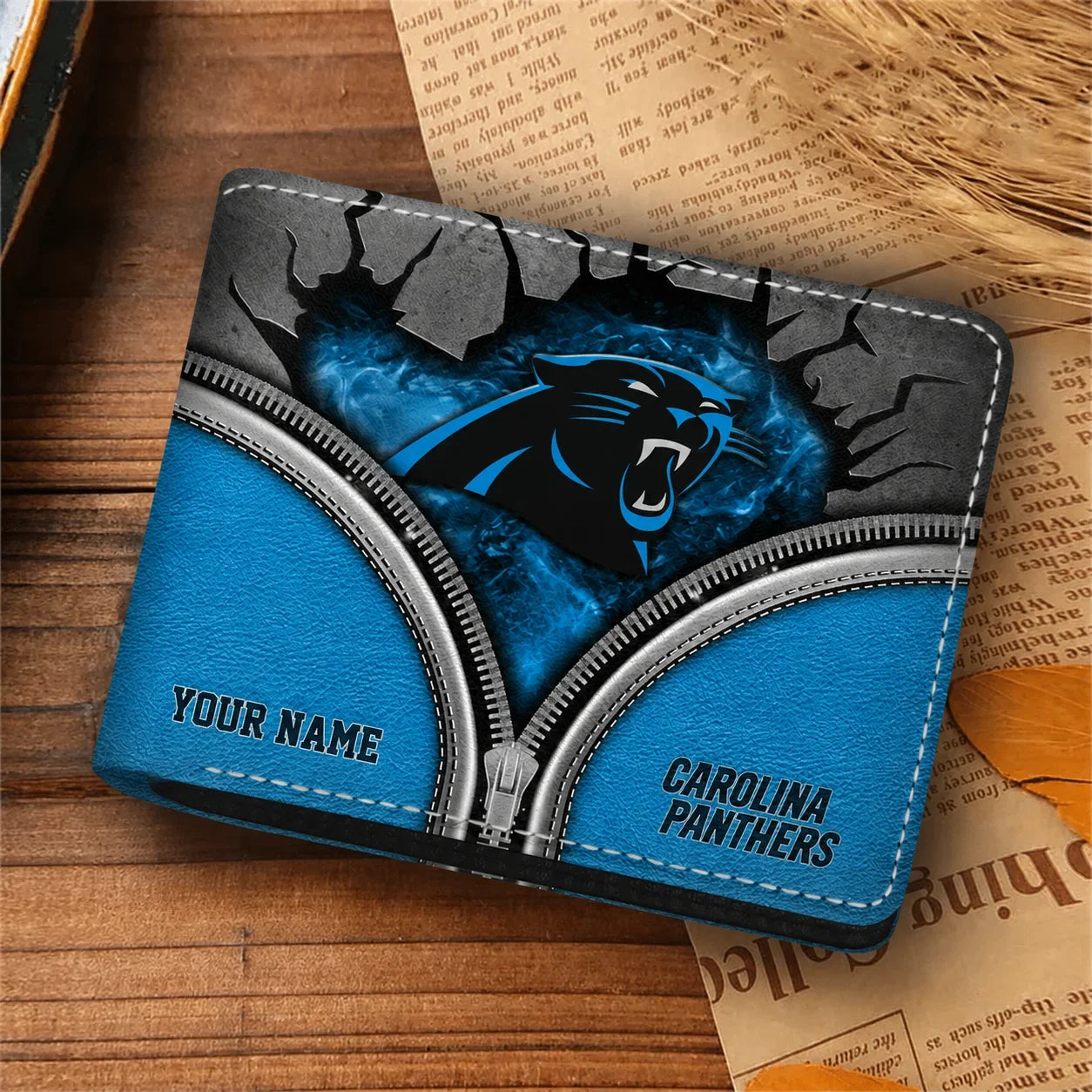 [SPECIAL OFFER] NEW CUSTOMIZED NFL23 CLP CAROLINA PANTHERS LEATHER WALLET