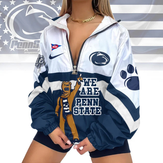 LIMITED EDITION - NEW CUSTOMIZED FBS NCAA23 PNL PS NITTANY LIONS V-NECK ZIPPER SWEATSHIRT JACKET