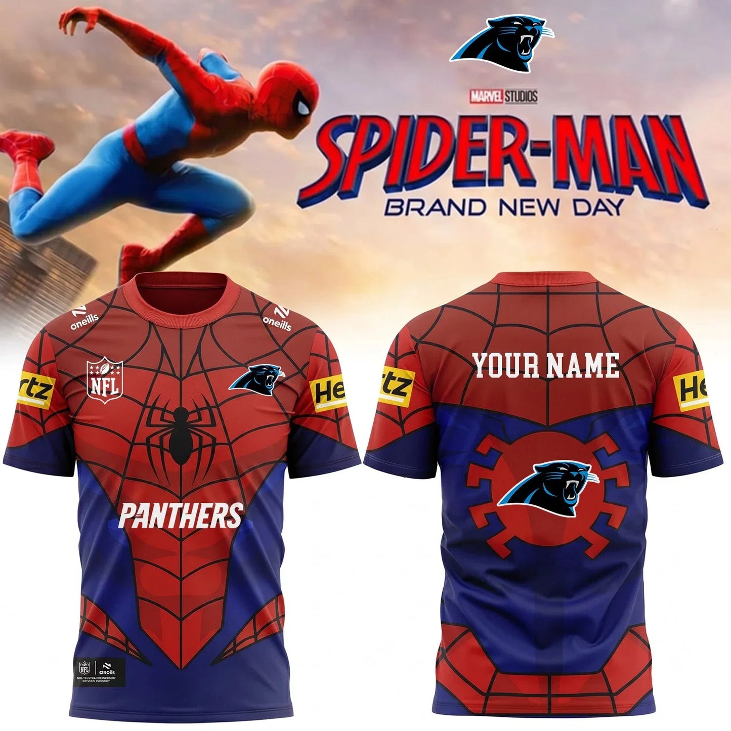 [SPECIAL OFFER] NEW CUSTOMIZED NFL23 CLP CAROLINA PANTHERS x SPIDER T-SHIRT, HOODIE & ZIP HOODIE