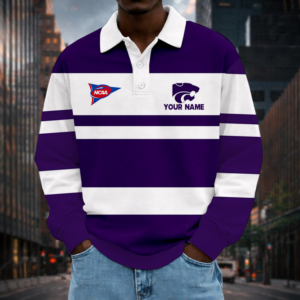 MEGA SALE - NEW CUSTOMIZED FBS NCAA24 KSW KS WILDCATS UNISEX LONG SLEEVE POLO