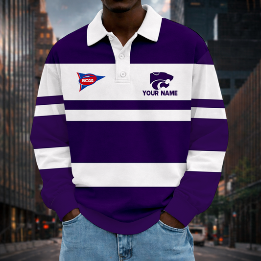 MEGA SALE - NEW CUSTOMIZED FBS NCAA24 KSW KS WILDCATS UNISEX LONG SLEEVE POLO