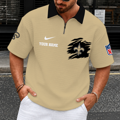 [SPECIAL OFFER] NEW CUSTOMIZED NFL24 NOS NEW ORLEANS SAINTS QUARTER-ZIP POLO SHIRT