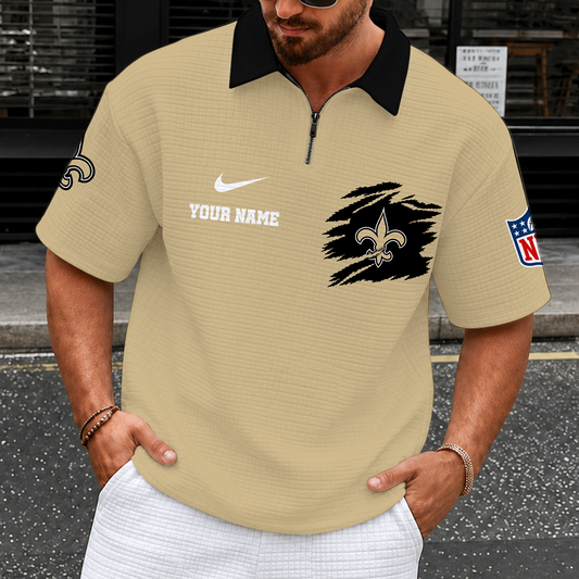 [SPECIAL OFFER] NEW CUSTOMIZED NFL24 NOS NEW ORLEANS SAINTS QUARTER-ZIP POLO SHIRT