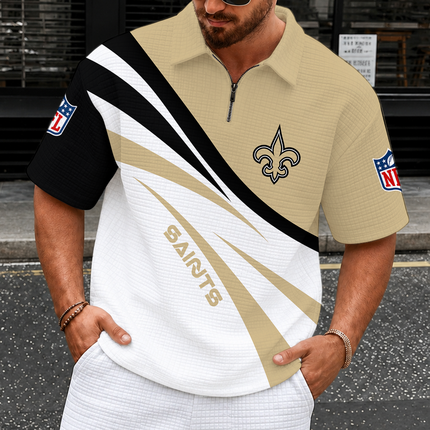 [SPECIAL OFFER] NEW CUSTOMIZED NFL24 NOS NEW ORLEANS SAINTS QUARTER-ZIP POLO SHIRT