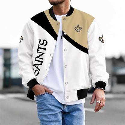 [SPECIAL OFFER] NEW CUSTOMIZED NFL24 NOS NEW ORLEANS SAINTS SATIN VARSITY & BASEBALL JACKET