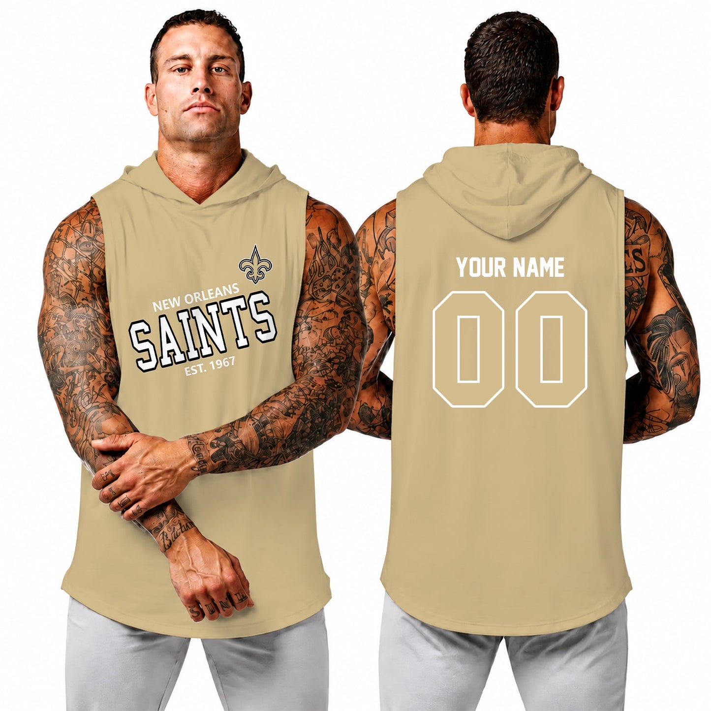 [SPECIAL OFFER] NEW CUSTOMIZED NFL24 NOS NEW ORLEANS SAINTS HOODED TANK TOP