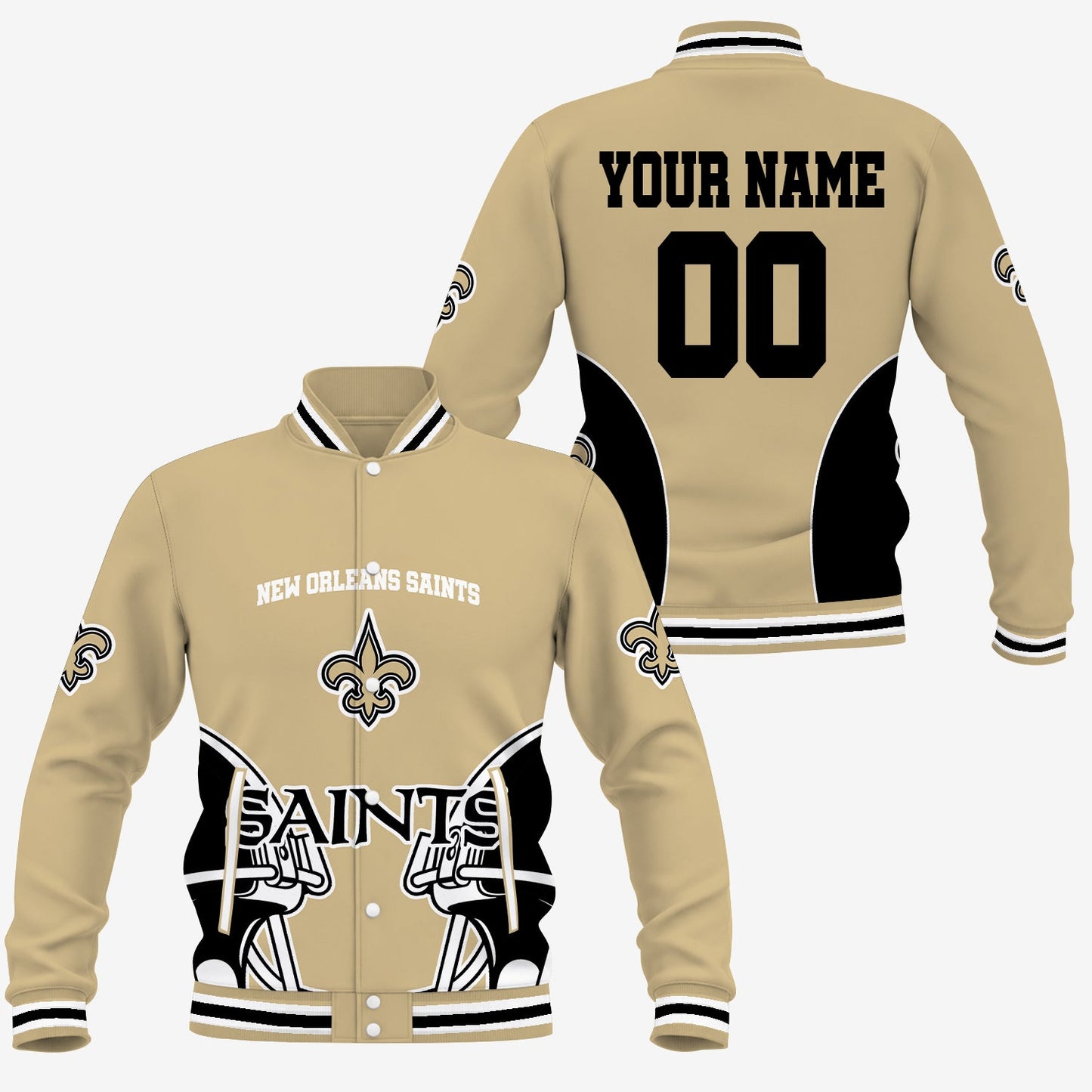 [SPECIAL OFFER] NEW CUSTOMIZED NFL24 NOS NEW ORLEANS SAINTS SATIN VARSITY & BASEBALL JACKET