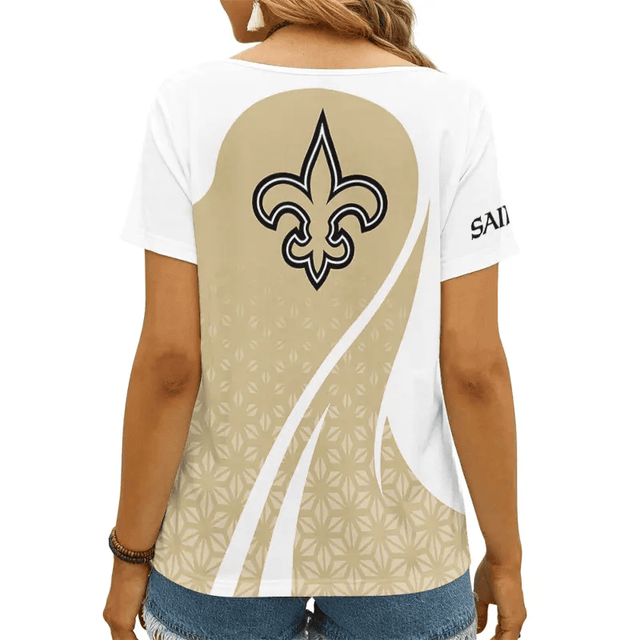 [SPECIAL OFFER] NEW CUSTOMIZED NFL24 NOS NEW ORLEANS SAINTS V-NECK FEMALE SHIRT