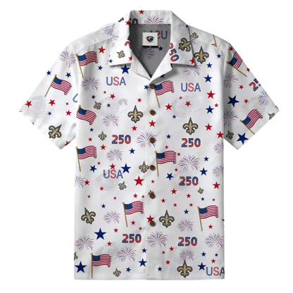 [SPECIAL OFFER] NEW CUSTOMIZED NFL24 NOS NEW ORLEANS SAINTS PATRIOTIC 250 USA HAWAIIAN SHIRT